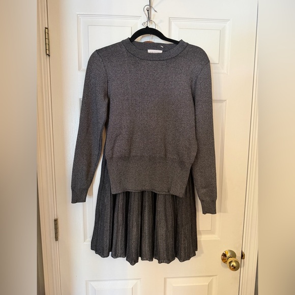 Harper Sweaters - 2 piece set - Harper Metallic Crew Neck Sweater &  matching pleased skirt